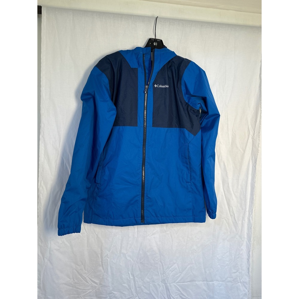 Columbia Rain Jacket Hooded Full Zip Lightweight Blue Navy XL